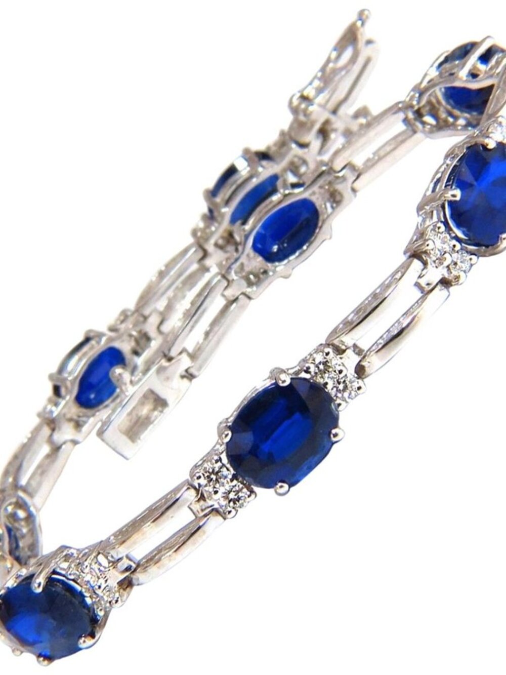 13.36ct natural blue kyanite diamonds tennis bracelet 14kt*